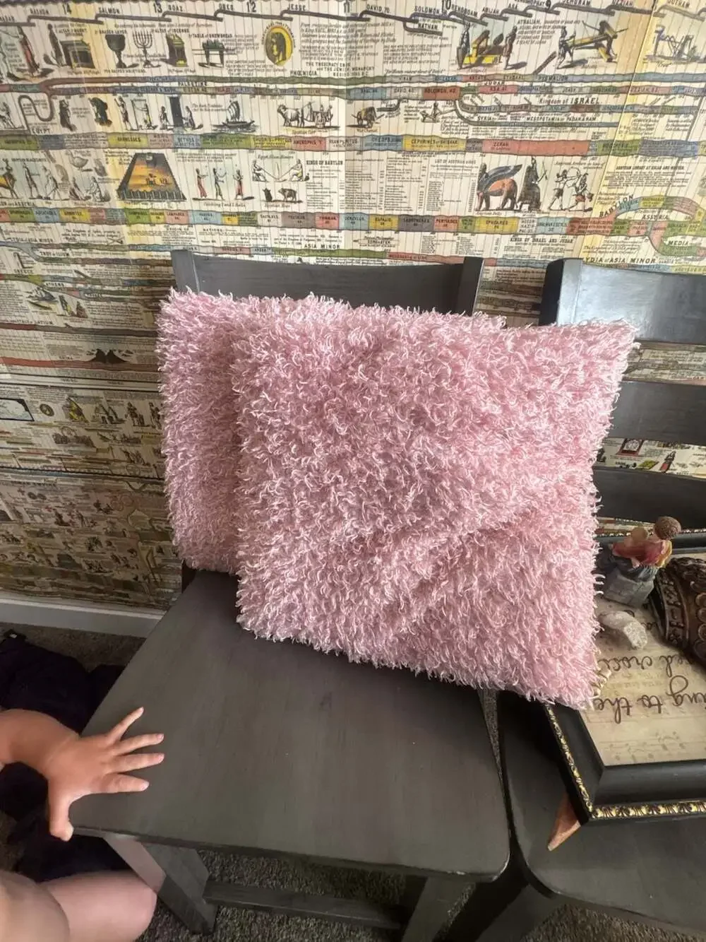 Pink Curly Shag Decorative Throw Pillow